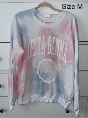 Delta Gamma pink and blue tie dye sweatshirt